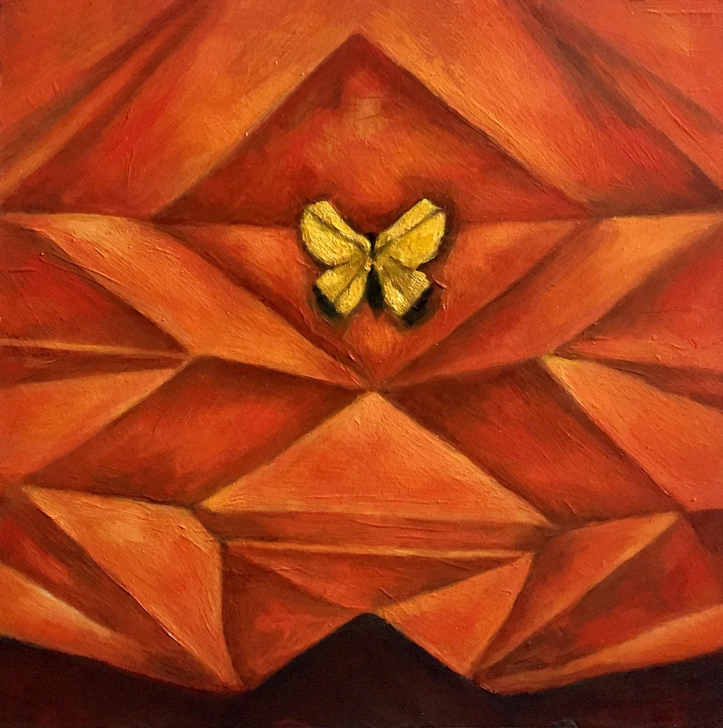 "Mariposa" by Kirstin Mitchell. Oil on panel. 8"x8". Framed.