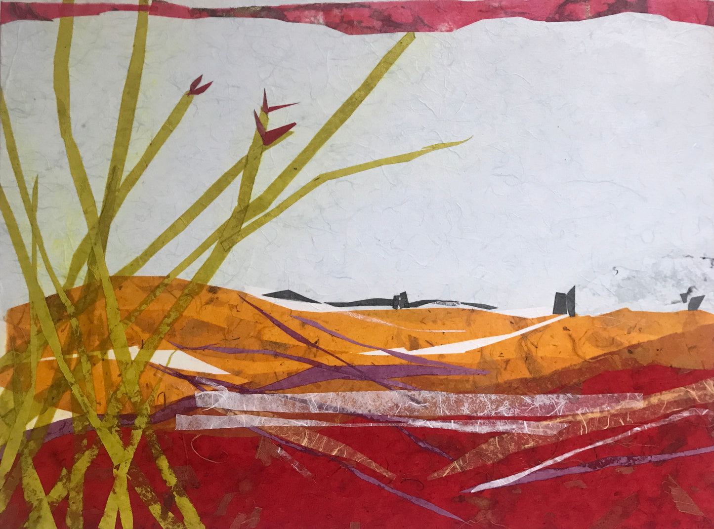 "Ocotillo I" by Kristen George Kavanagh. 18"x24"x0.75". Collage.